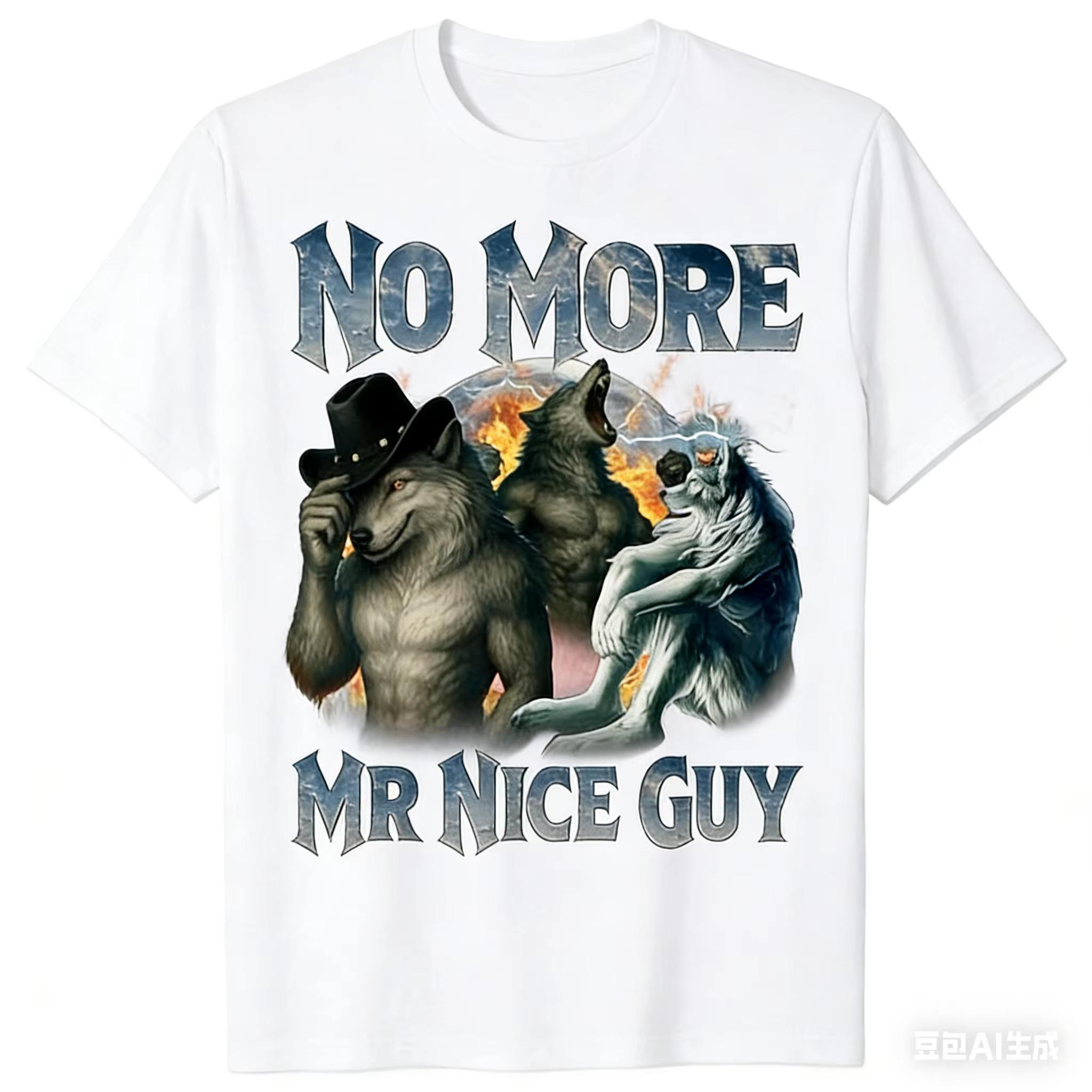 No More Mr Nice Guy Funny Alpha Wolf Meme Unhinged Brainrot TShirt Unisex And Unisex Oversize Fashion M