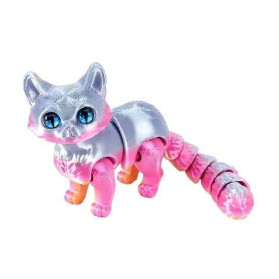 3D Printed Cat Articulated Cute Cat Fidget Toy Desktop Pet with Movable Joints Stress Relief Toy for Home Office Desk Classroom