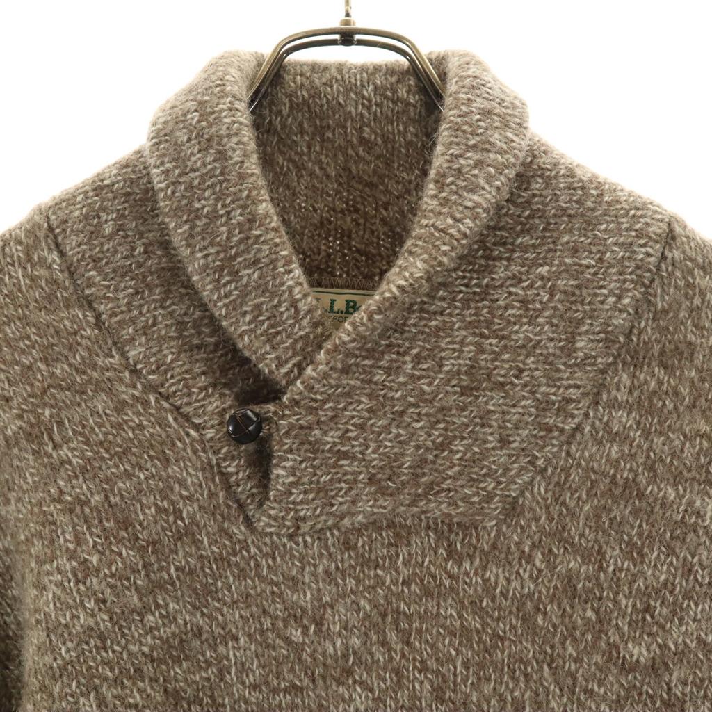 L.L.Bean 80s vintage Long sleeve Shawl collar sweater Brown Knit Outdoor Men's Used