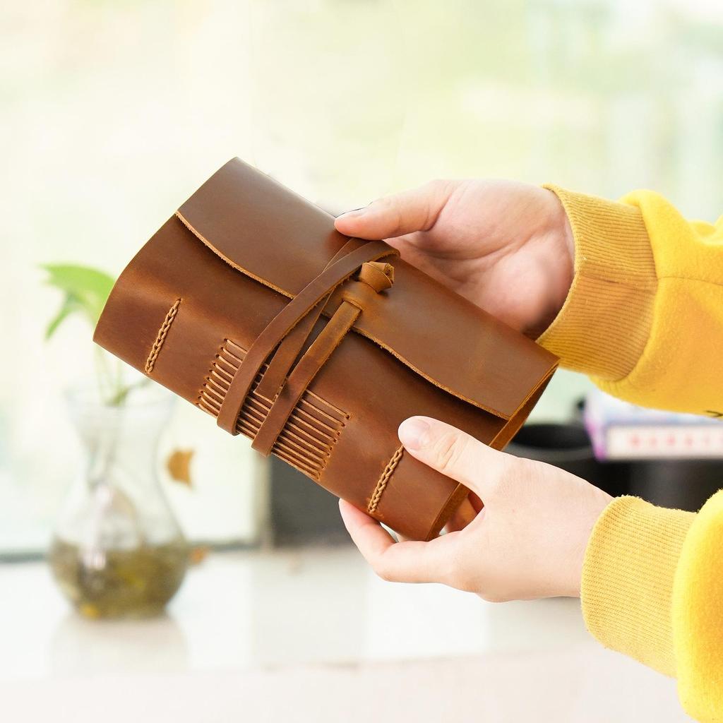 Thick Retro Chinese-Style Cowhide Diary Notebook with Kraft Paper