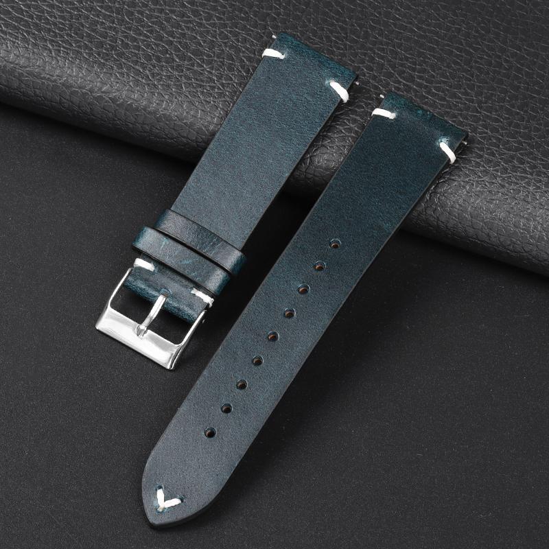 Handmade Retro Oil Wax Genuine Leather Watchbands Quick Release Calfskin Watch Strap 18mm 20mm 22mm Men Watch Accessories