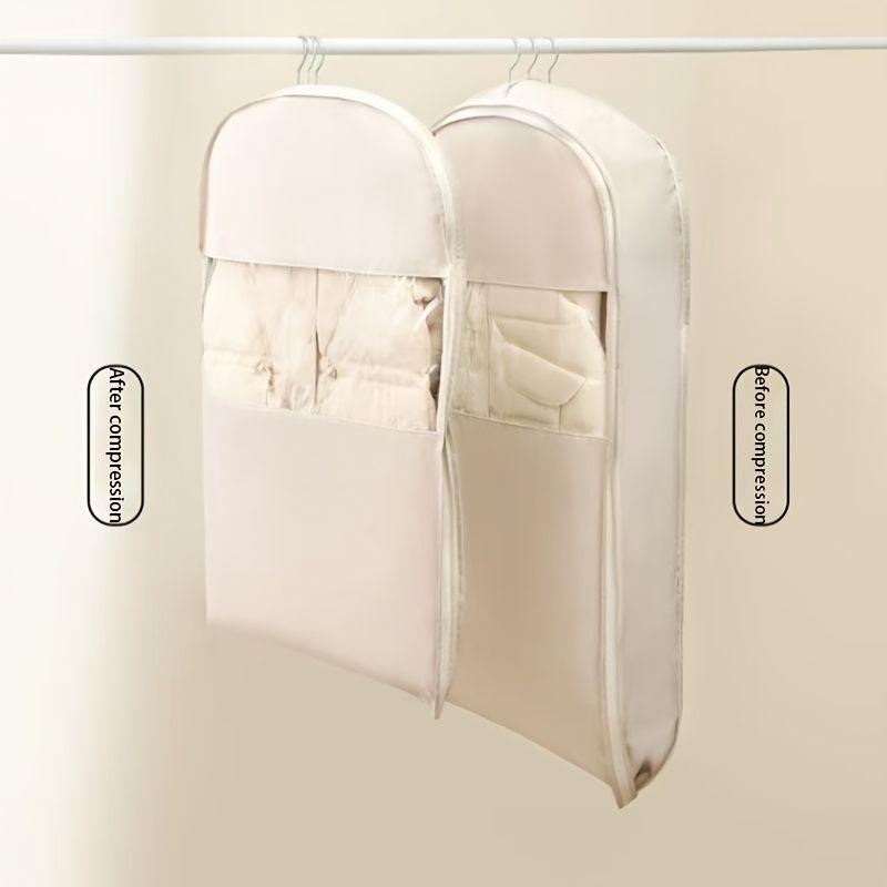 Clothes Hanging Clothes Compression Bag Dust Cover Satin Seasonal Clothes Wardrobe Down Jacket Household Compression Cover Clothes Dust Bag