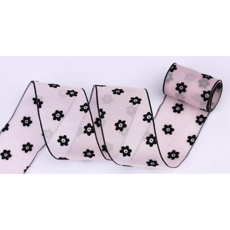 

1Pcs Diy Making Hair Accessories 10 Yard Love Flocked Polyester Ribbon 3.8Cm Soft Silk Ribbon For Holiday Decor Packing Gifts A9