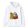Cute Cartoon Excavator Print Kids Hoodie Casual Long Sleeve Pullover Sweatshirt for Boys Girls Toddler Loose Comfy Tops