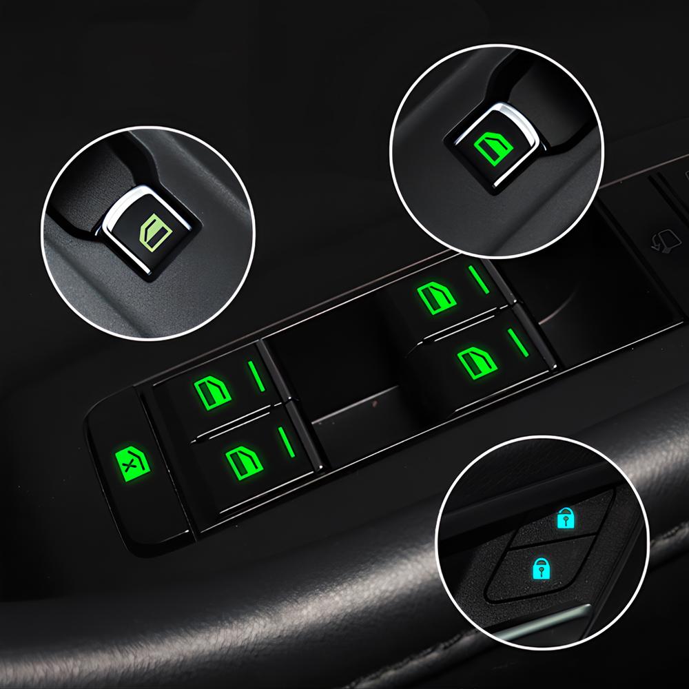 1/2PCS Car Styling Window Switch Luminous Stickers Nighting Glowing Button Auto Stickers Universal Green Orange Blue