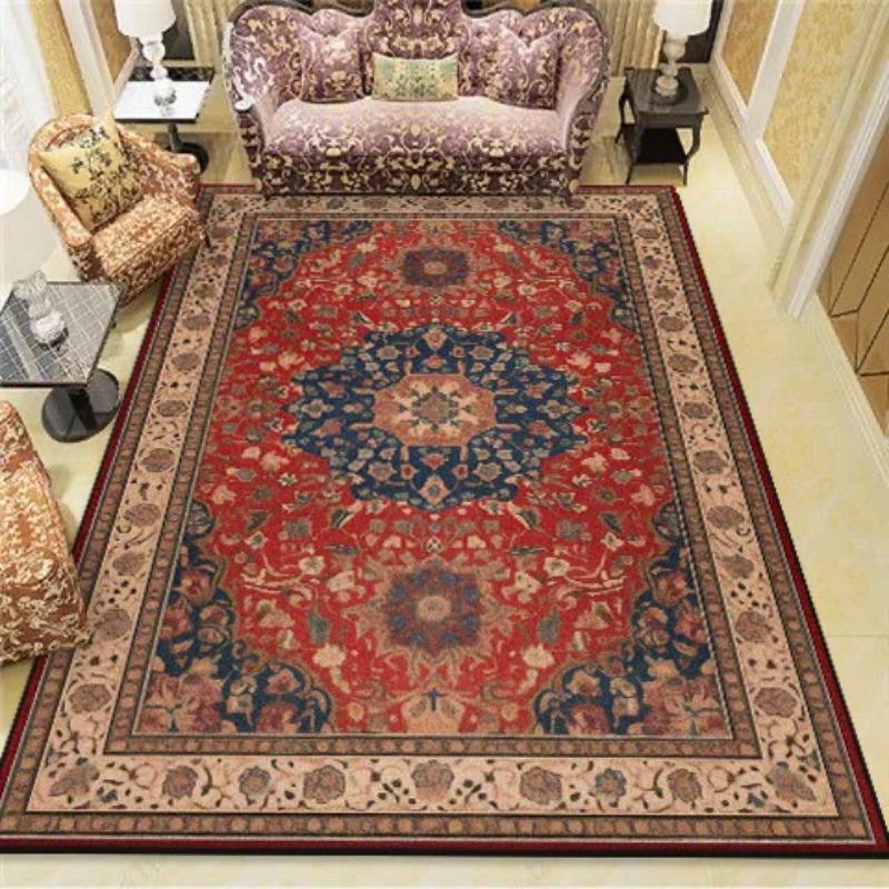 American Retro Carpet for Living Room Decoration Boho Bedside Rugs for Bedroom Large Area Washable Lounge Floor Mat Non-Slip