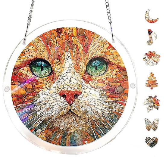 Window Hanging Ornament Suncatcher Puzzle Stained Glass Effect Decorative Light Shadow Art Piece for Balcony Window Decor Gift