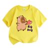 Kids Boys Girls Crew Neck Short Sleeve 100% Cotton T-Shirt, Cute Cartoon Capybara Big Hug Pattern Casual Soft Comfortable Tee for Daily Wear Holiday G
