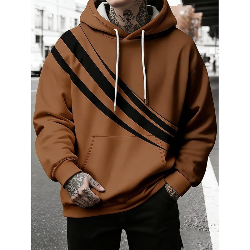Scratch Stripes Cool Street Hoodie For Men Hip Hop Casual Pullover Coat Contrast Color Personality Loose Oversized Hooded Coat