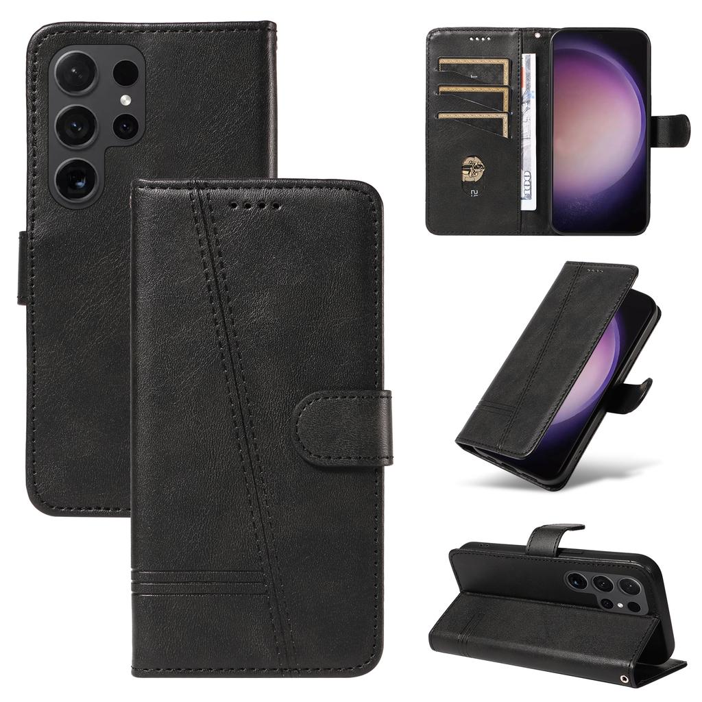 Emboss Lines Cards Solt Wallet Book Flip Leather Case For Samsung Galaxy S24 Ultra S23 Plus S22 S21 A55 A35 A25 A15 A14 Cover