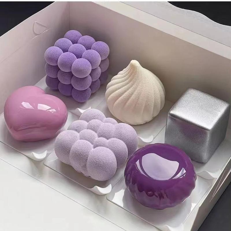 Silikonform Bakverk 3D Tårta Design Mini Cupcake Mousse Muffin Hjärta Bubbla Fyrkantig Bakform