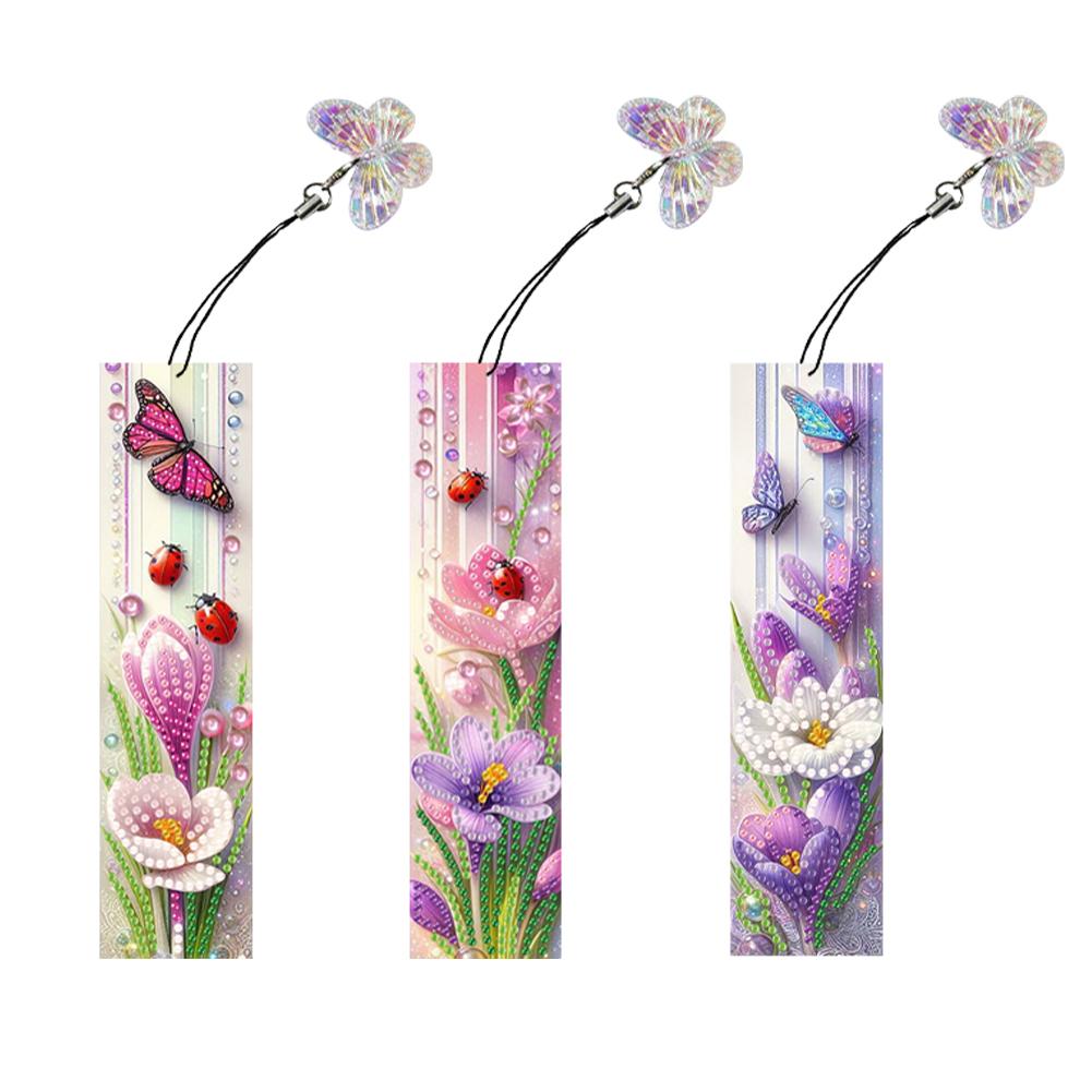 3Pcs Special Shape Flowers Castle Diamond Painting Bookmark Diamond Bookmark Art Projects Diamond Painting Bookmark Making Kit