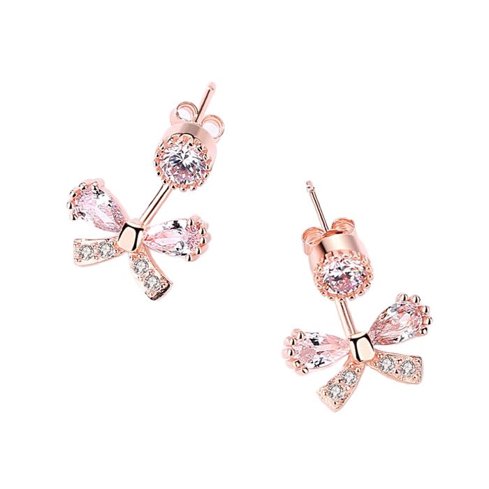 Ribbon Ribbon Metal Silver White Return Pink Platinum Earrings, Motif, Back-catch Earrings, Ladies, Allergy, 925, Day, Gift, Present, Women, Gold,