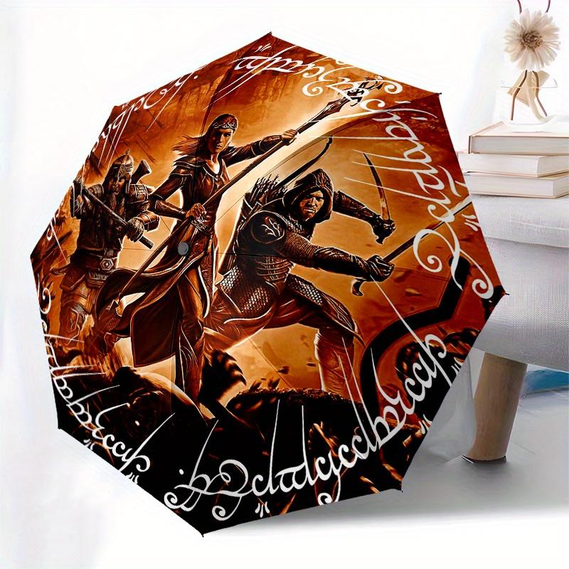 Fantasy Warriors: Epic Battle Scene StickerUmbrella, Portable 3-Fold Compact Umbrella for Men & Women Gift