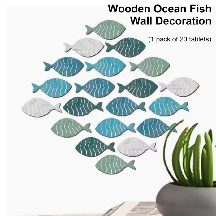 Nauticals Wood Fish Wall Decoration Set, 20Pcs, Creative Sea Designs for Themed Parties and Exhibits
