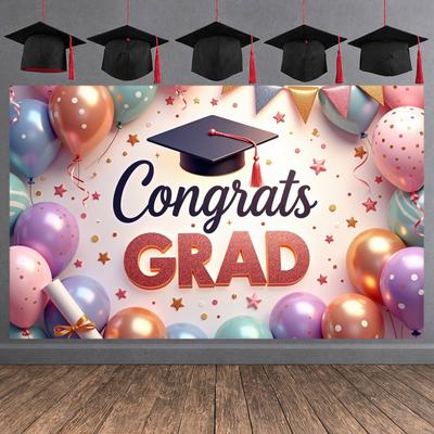 Grad Event Display Grad Cap Design Graduation Banner Grad Background Star Decor Graduation Backdrop For Commencement Party
