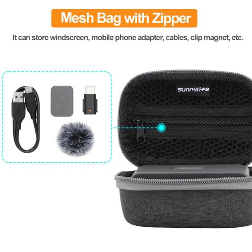 Protective Case for DJI Mic Mini, Protective Cover, Storage Bag, Hard Case for Mic Mini Charging Case and Smartphone Adapter Accessories, with Carabin