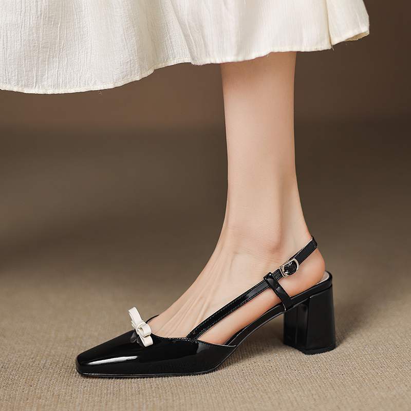 Krazing Pot Cow Skin Summer Size 42 Slingback European Design High Heels Women Superstar Square Toe Sandals