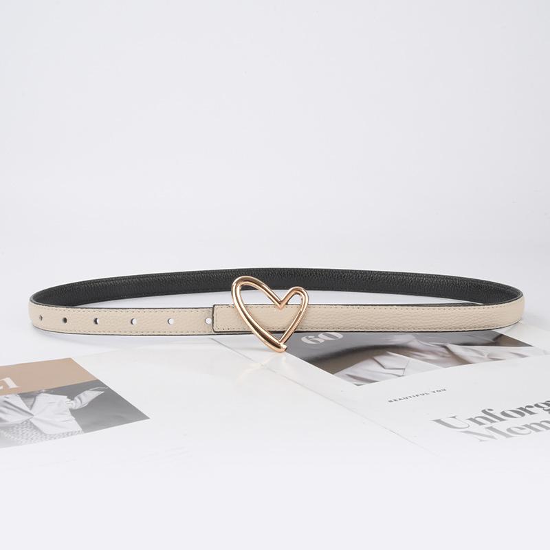 Women's Top Layer Cowhide Leather Genuine Leather Women's Belt Versatile Casual Pants Jeans Thin Width 1.8cm Available On Both Sides