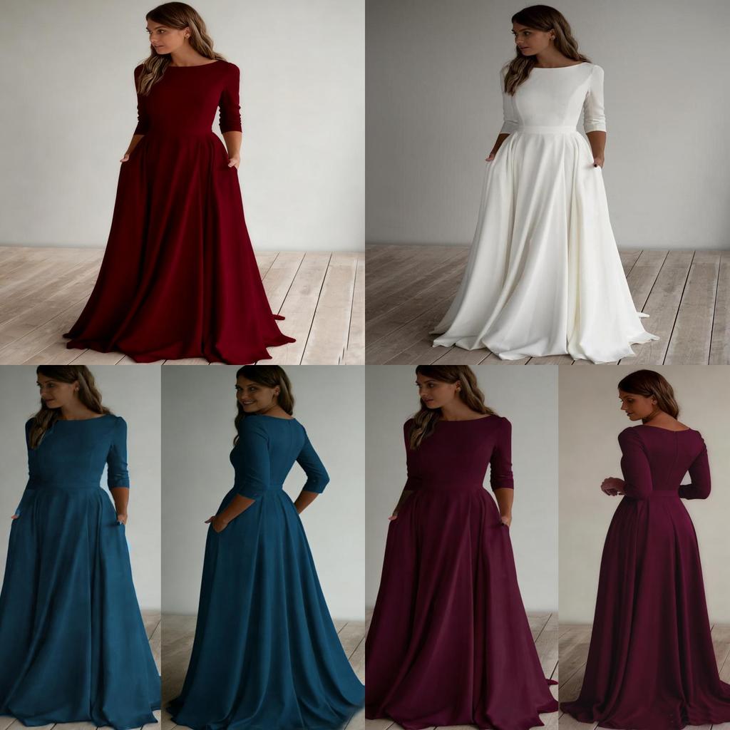 Elegante Vestito da Viaggio in Maglia a Manica Lunga con Zip per Uso Casual in Ufficio