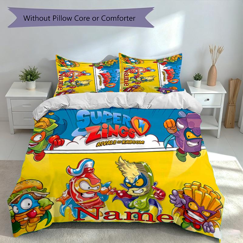 3pcs Custom Name SuperZings Bedding Set,Includes 1 Duvet Cover and 2 Pillowcases,All-season Bedroom Decor