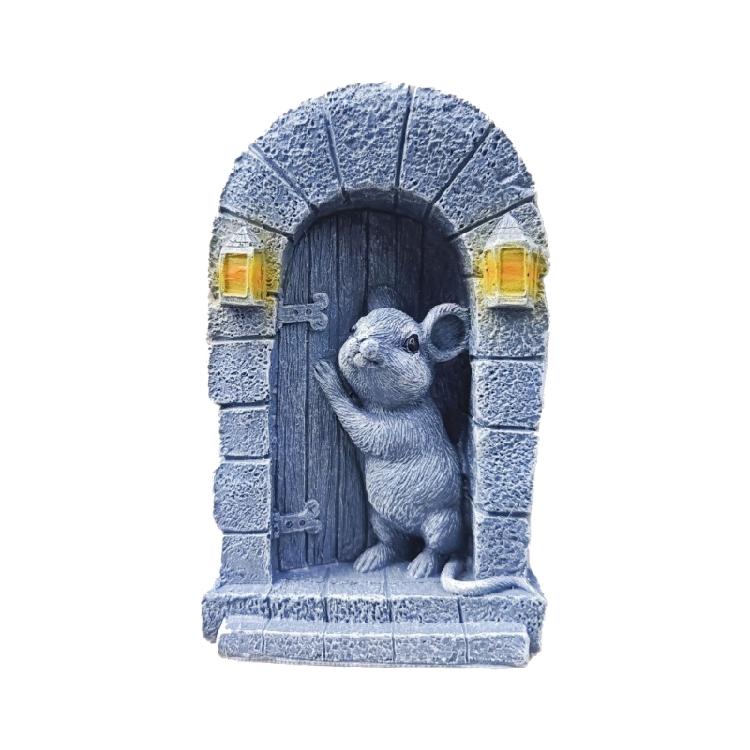Weather Resistant Mouse Door Sculpture Whimsical Garden Decors Indoor Outdoor Ornament синий