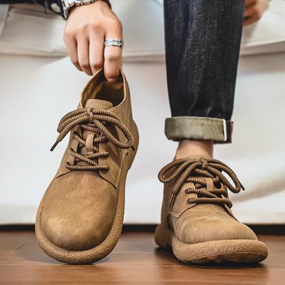 Men’s Retro Short Ankle Boots Shoes Fashion Casual Driving Shoes Black Brown Wide Head Shoes Plus Size