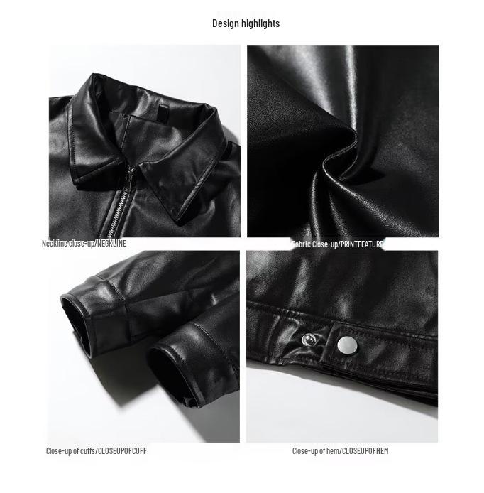Men's Retro Motorcycle Leather Jacket - Casual, Trendy, Handsome PU Vest for Spring and Autumn in Black