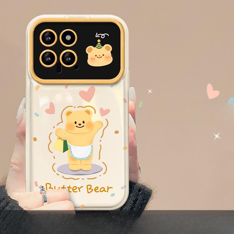 

Подходит для чехла для мобильного телефона OPPOreno11 Vivos17 Love Butter Bear Lanyard Xiaomi 14/13 Flip Mirror RedmiNote 9 Pro