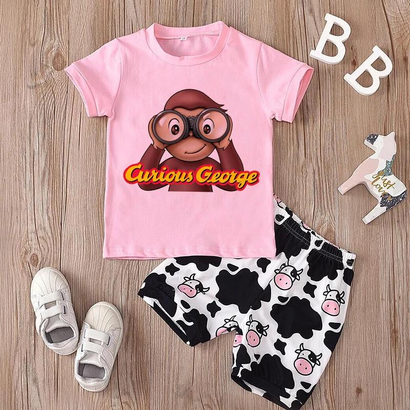 2026 Hot Sale Cartoons Baby Boys T Shirt Curious George Cartoon Print Kids TShirts Funny Monkey Children Girls Tops Clothes