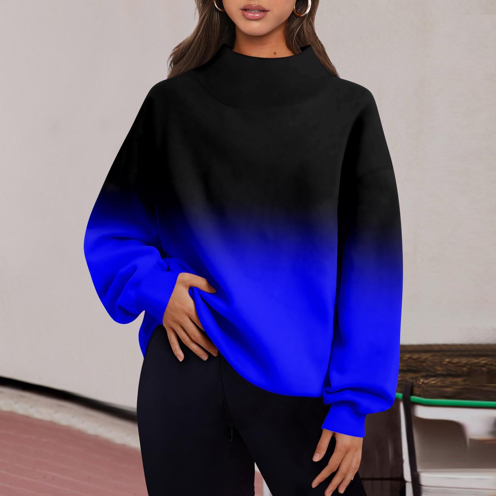 

Жіночий модний світшот із напівводолазкою з довгим рукавом із вільним розрізом і градієнтним кольором M