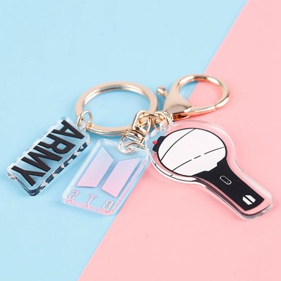 Creative Acrylic K-POP BTS EXO Twice Double-sided Keychain Transparent Pendant