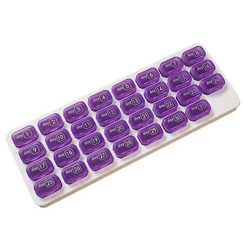 Portable 31 Days Medicine Box Monthly Handy Storage Organizer PP Medical Kit Dust-proof Detachable Pill Plastic Box Compartment