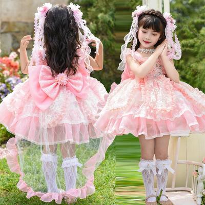 2026 Sommerblumen-Prinzessin Lolita-Kleid für Mädchen - Geburtstags- und Auftrittskostüm