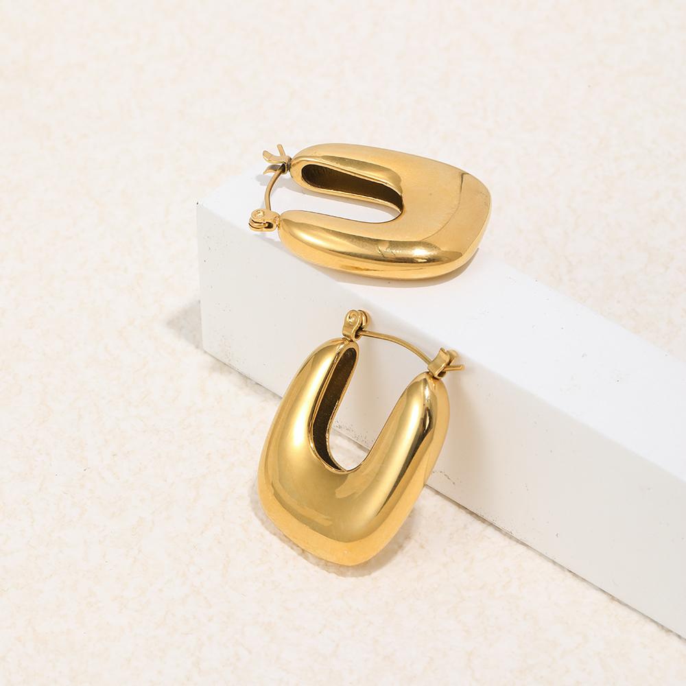 MamacitaSlay 316L Stainless Steel U-Shaped Hoop Earrings 18K Gold Plated Waterproof Jewelry Women's Classic Earrings 2026 Gift