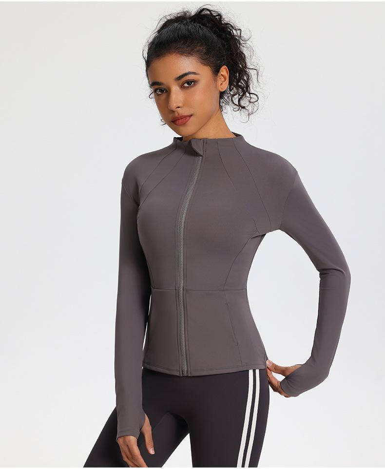 Giacca da Corsa da Donna Slim Fit ad Asciugatura Rapida - Manica Lunga, Top Casual con Zip per Palestra e Yoga, Primavera/Autunno.