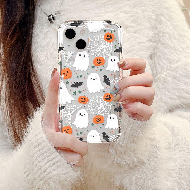 iPhone17 Halloween Ghost Drop-proof Airbag Phone Case for Apple 16Pro, 14/15, 13th Gen