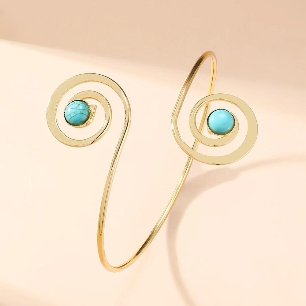 Turquoise Arm Cuff Spiral Wide Open Arm Cuff Simple Cuff Bangle for Women  Girls