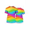 Rainbow T-shirt Unisex short-sleeved top T-shirt New carnival printed T-shirt Red and yellow pattern oversized men's clothing