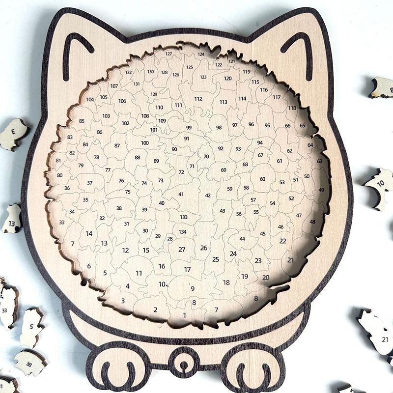 Katzenförmiges Holzpuzzle Knochenförmiges Puzzlespiel Unregelmäßige Einzigartige Tierstücke Dekoratives Geschenk Stressabbau Wohndekor