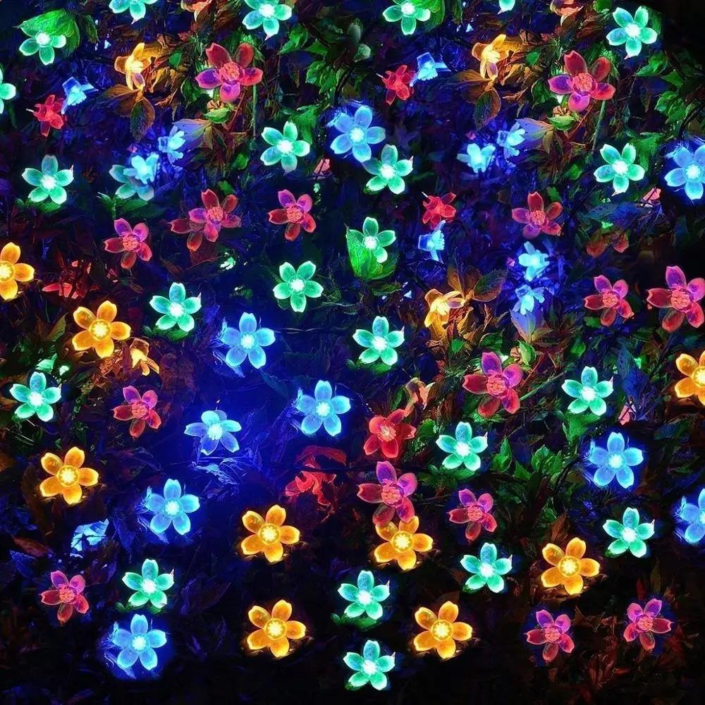 Solar LED garland multicolor solar flowers for the terrace or garden 50 LED