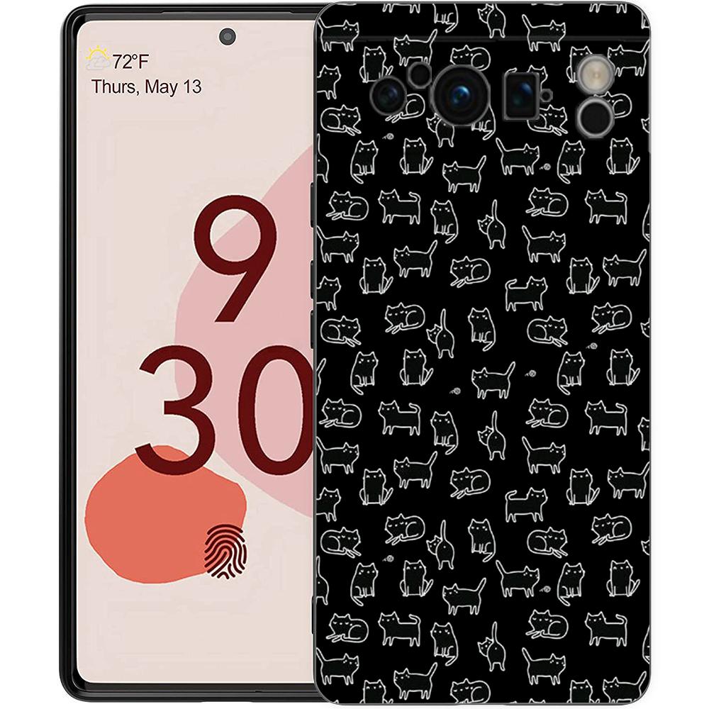 

Black Cat Cartoon Cute Phone Case For Google Pixel 8 7 6 Pro 6A 7A 5G Soft Silicone Shockproof TPU Black Cover TPU Fundas Pixel 6A
