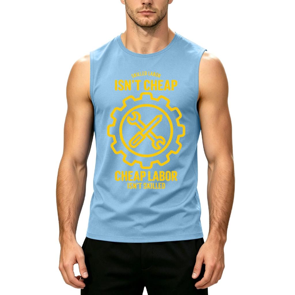 Men's Sleeveless Casual Tank Top Labor Day Graphic Print Muscle Fit Round Neck Summer Shirt for Outdoor Activities
