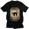Halloween Black Cat T Shirt for Men 100% Cotton Tee Short Sleeve Gothic Witch Occult Witchcraft T-shirts Loose Fit Clothing
