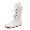 Fashion 2025 Design Mid Calf Boots for Women Round Toe Internal Height Lace Up Large Size 48 49 50 Fashion Dating Booties