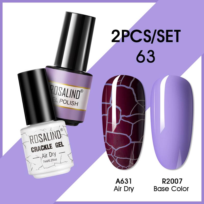 ROSALIND 7ml Nagelgel Nagellack Cracked Gel Semi-Permanent Esmalte Hybrid Lack UV Nagelkleber Nagellack Primer Matt 2er Set
