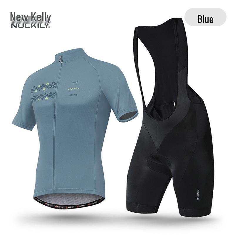 NUCKILY Set Completo da Ciclismo Estivo da Uomo con Salopette - Abbigliamento a Maniche Corte per Bici da Strada/Mountain Bike