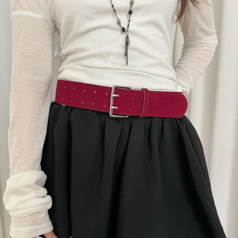 

Korean Wide Waist Belt Suede Dress Jeans Belt Fashionable Women s Belt Streetwear чорний