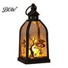 Halloween Party Decorations Candle Lantern, Decorative Spooky Witch Skeleton Pumpkin Tabletop Accessory Light for Haunted House, Front Porch,