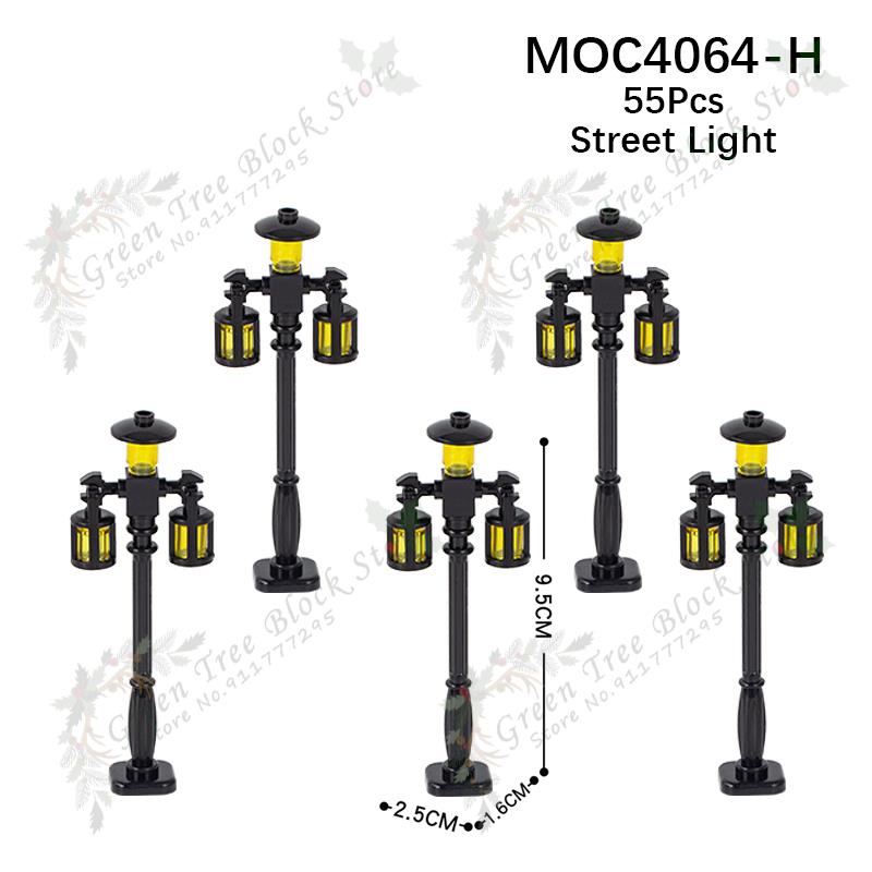 Modele Semafor Seria Oraș MOC Blocuri de Construcție DIY Asamblare Lampă Stradală Bancă Accesorii Cărămizi Jucării Educative Pentru Copii